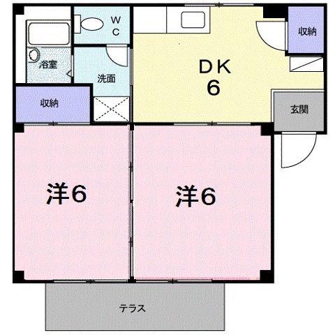 メゾン・アンシャンテ(2DK/1階)の間取り写真