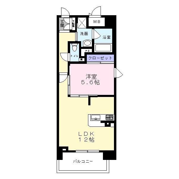 オールリバーマツバラ(1LDK/5階)の間取り写真