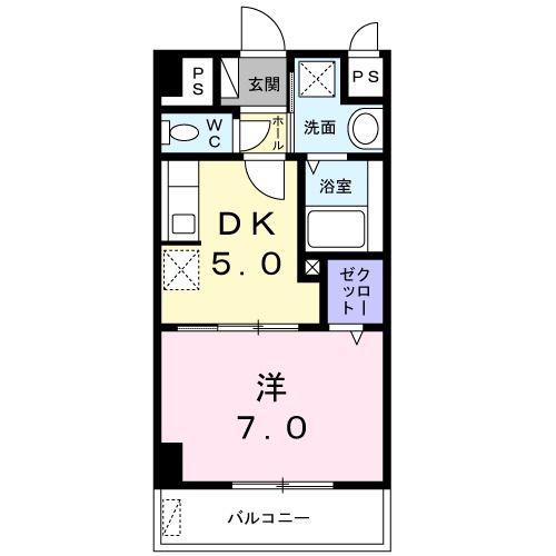 シティ フラット(1DK/4階)の間取り写真