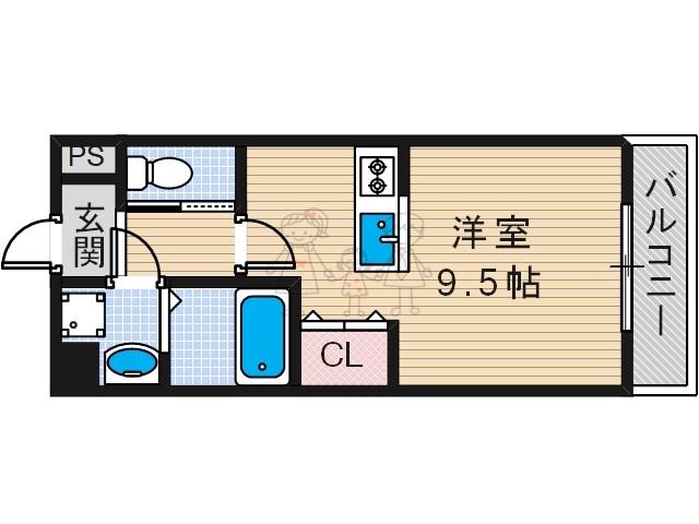 KSロイヤル天王寺北(ワンルーム/6階)の間取り写真