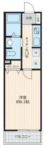 アビタシオン9(1K/2階)の間取り写真