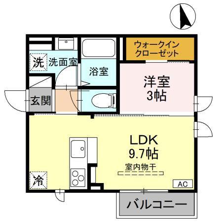 HORIZON(1LDK/2階)の間取り写真
