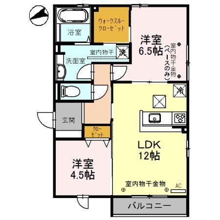 WIT NINE(2LDK/1階)の間取り写真