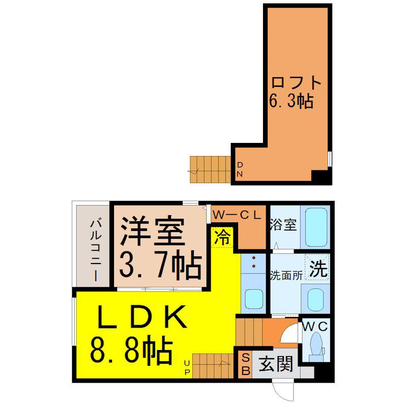ヴァンベール・中村(1LDK/1階)の間取り写真
