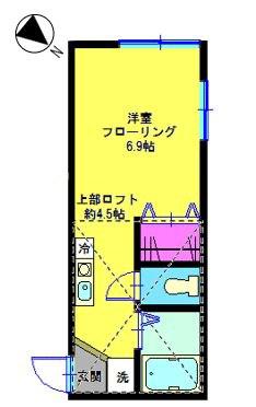 ウィンズ新子安A棟(ワンルーム/2階)の間取り写真