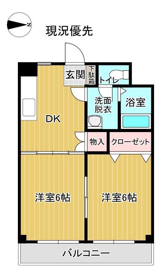 グランディ(2DK/2階)の間取り写真