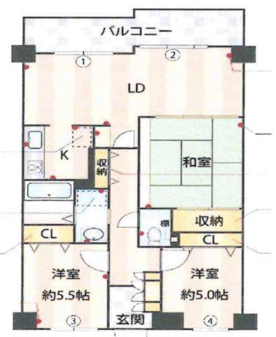 アコール隆豊(3LDK/5階)の間取り写真
