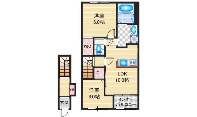 モンテ・アパ(2LDK/2階)の間取り写真