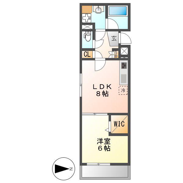アムール千原(1LDK/2階)の間取り写真