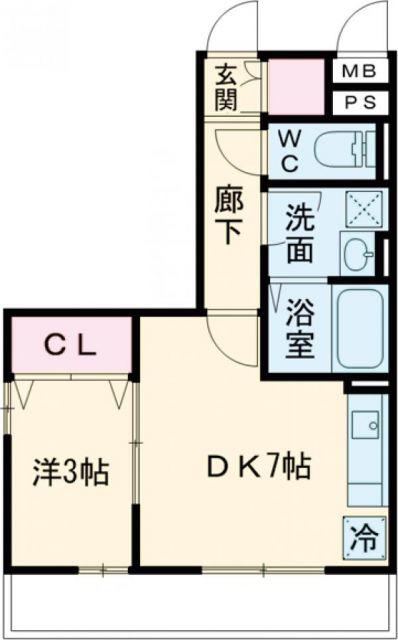 プロムナード I棟(1DK/1階)の間取り写真
