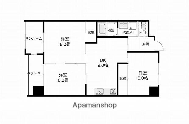 グリーンビュー泉ヶ丘(3DK/6階)の間取り写真