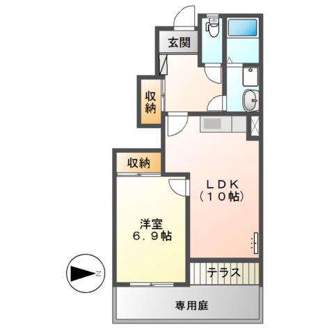 エクシードIII(1LDK/1階)の間取り写真