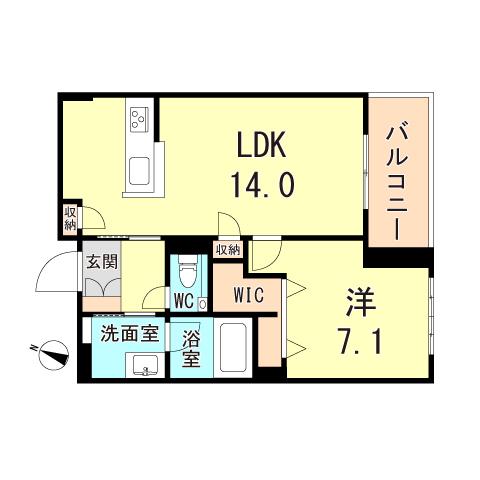シャーメゾン シエロ(1LDK/2階)の間取り写真