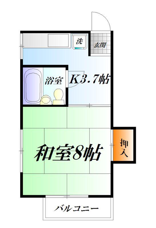 金沢アパート(1K/2階)の間取り写真