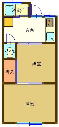 司荘(2K/2階)の間取り写真