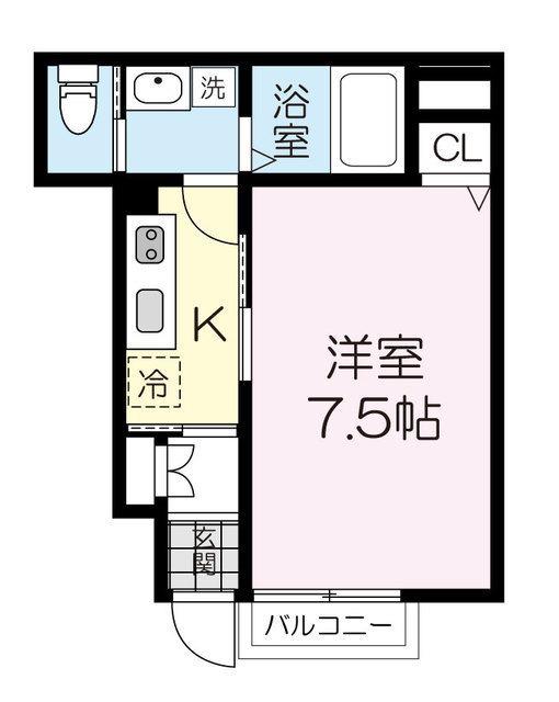 アスコット台原A棟(1K/1階)の間取り写真