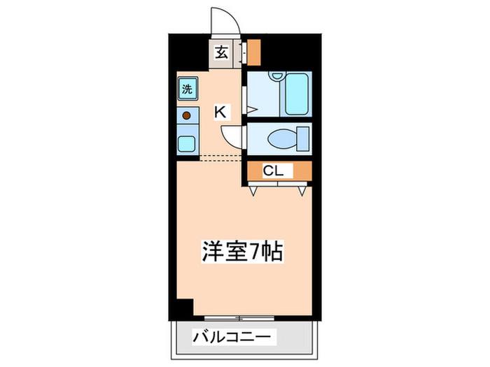 NAMBAウエストII(1K/3階)の間取り写真