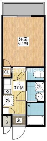 ヴィオラ東町II(1K/5階)の間取り写真