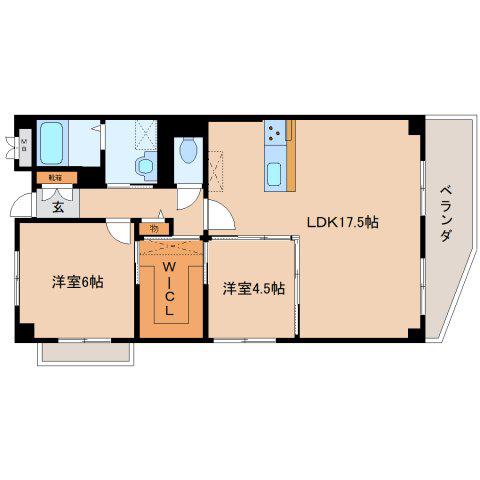 まほろば王寺(2LDK/4階)の間取り写真