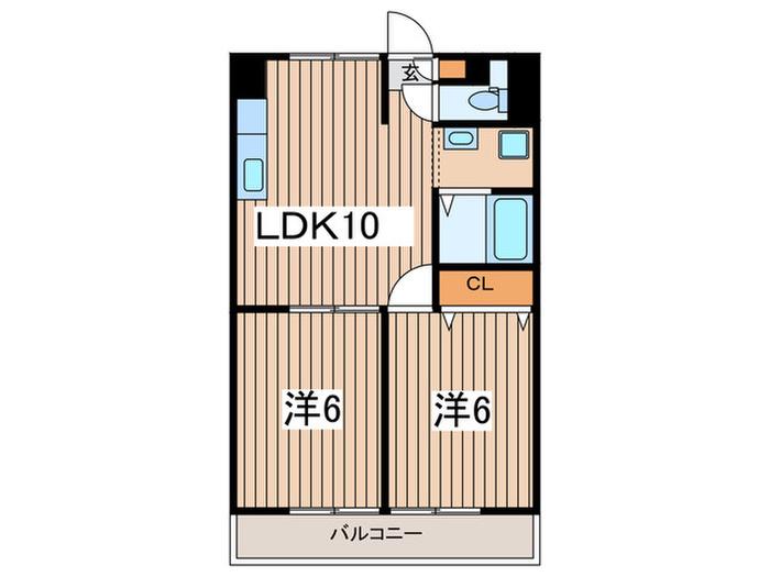 ベルハイツ今宿F(2LDK/3階)の間取り写真