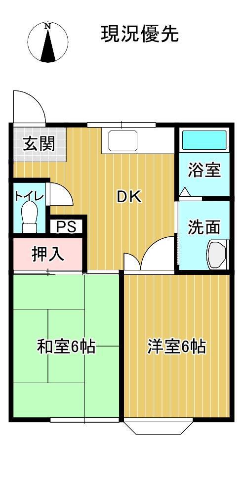 桜まちテラス A棟(2DK/1階)の間取り写真