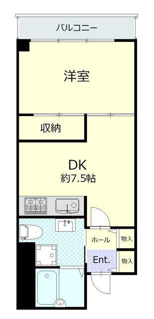 リリオ壱番館(1DK/4階)の間取り写真