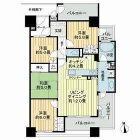 サーパス藤崎宮参道(4LDK/4階)の間取り写真