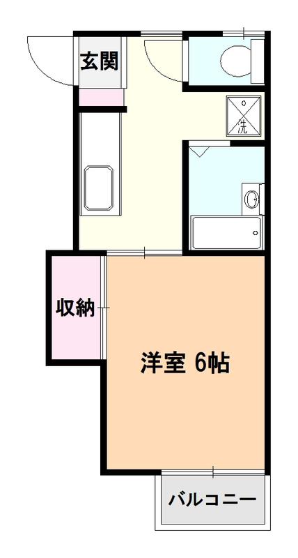 メロンハイム(1K/1階)の間取り写真