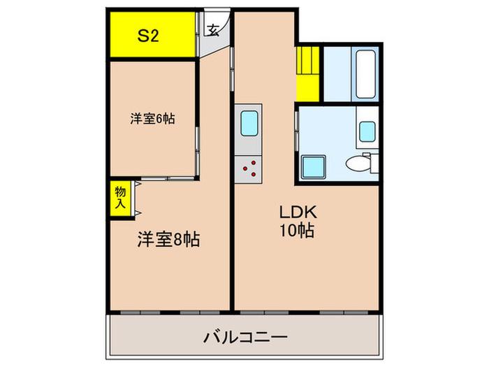 花隈ダイヤハイツ(2SLDK/9階)の間取り写真
