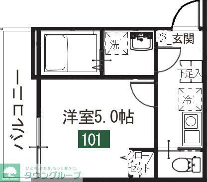 MELDIA入間市(1K/1階)の間取り写真