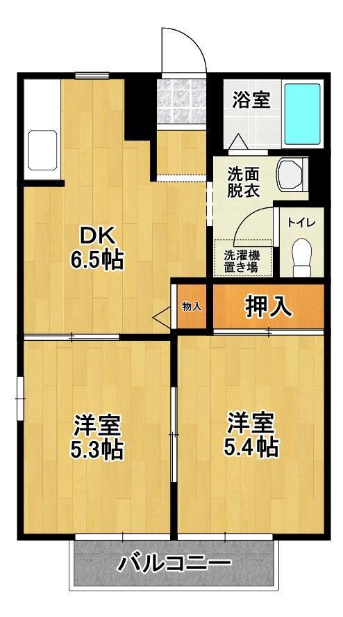 コーポマルナカA(2DK/1階)の間取り写真