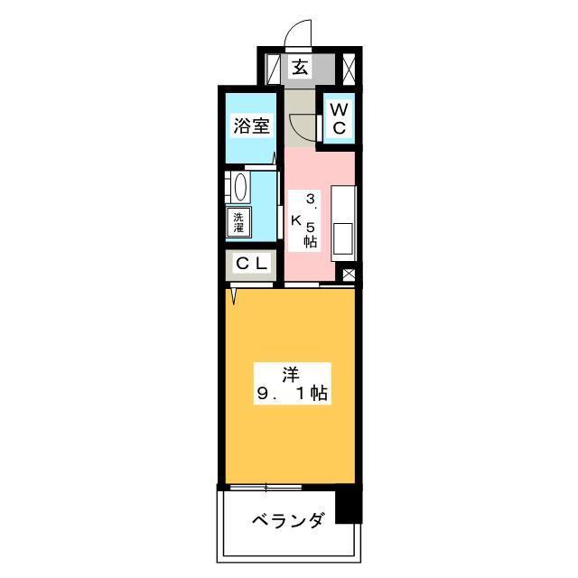 エクレセンス新富(1K/2階)の間取り写真