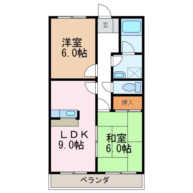ウエストサイドレジデンスYAMASHICHI(2LDK/3階)の間取り写真