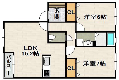 シャーメゾン伊丹荒牧(2LDK/1階)の間取り写真
