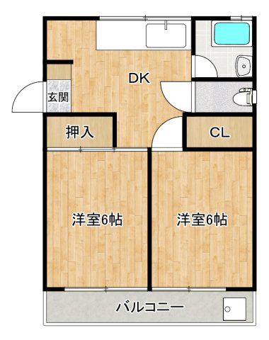 第二伏田マンション(2DK/1階)の間取り写真