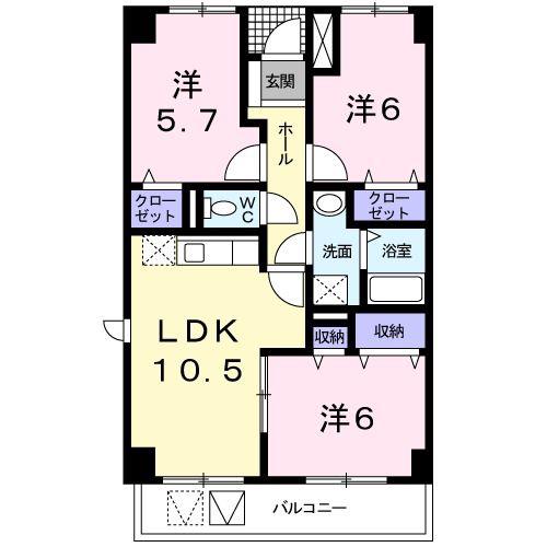 ミレニアム・アリュール(3LDK/3階)の間取り写真