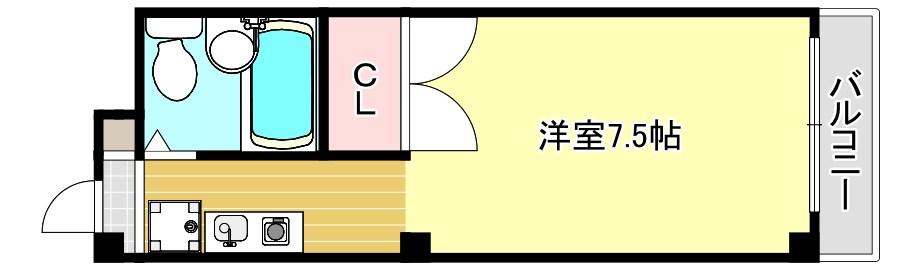 柳本マンション(ワンルーム/2階)の間取り写真