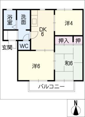 ディアス蔵(3DK/2階)の間取り写真