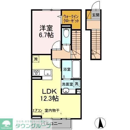ロックヒル(1LDK/1階)の間取り写真