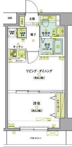 リヴシティ錦糸町弐番館(1LDK/3階)の間取り写真
