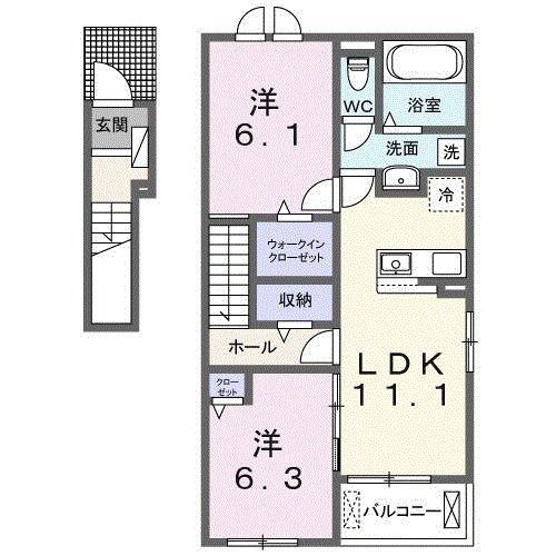 フラン メゾン ソレイユ(2LDK/2階)の間取り写真