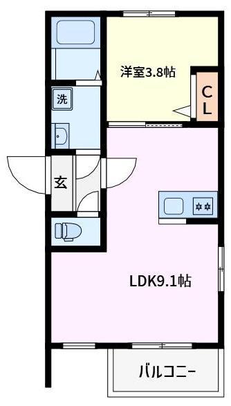 グラネット(1LDK/2階)の間取り写真