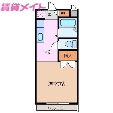 ルミエール塩浜(1K/2階)の間取り写真