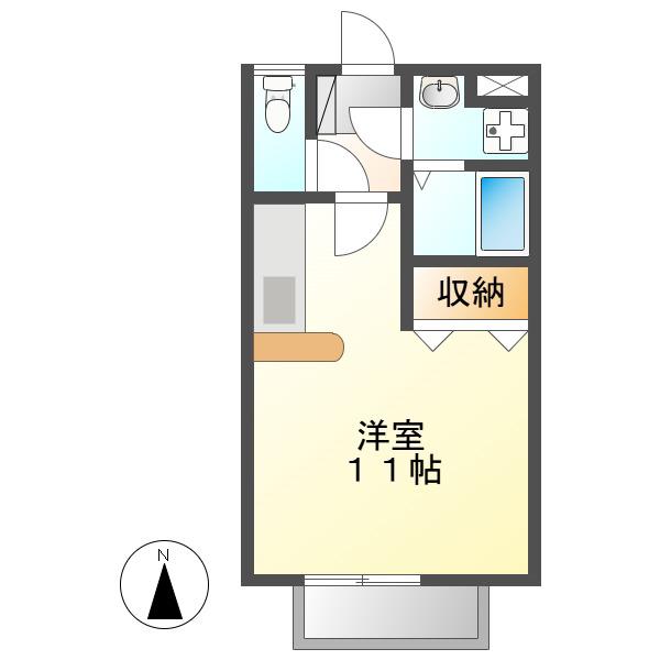 タオルミーナ(ワンルーム/2階)の間取り写真