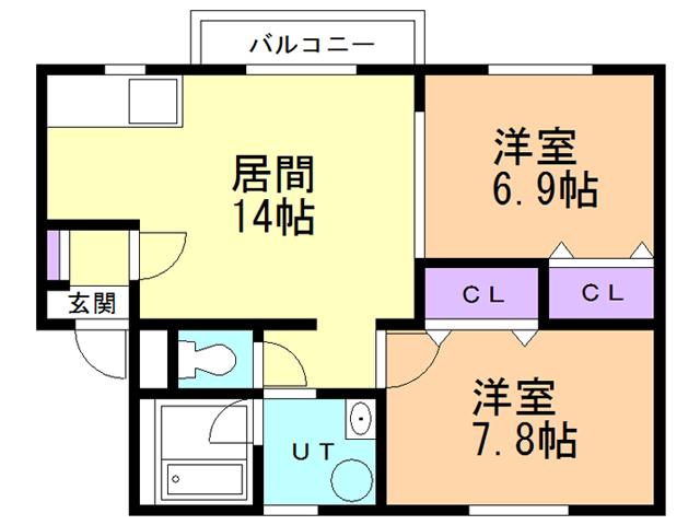 ヴィラージュリバー(2LDK/3階)の間取り写真