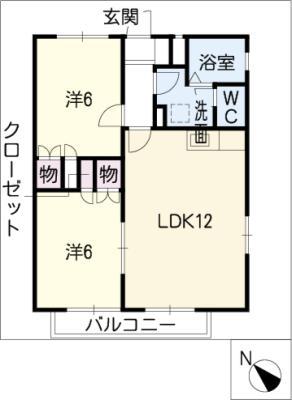 ガーデンハイツ2番館(2LDK/1階)の間取り写真