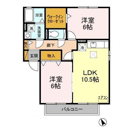 レグルス・レジデンスI(2LDK/1階)の間取り写真