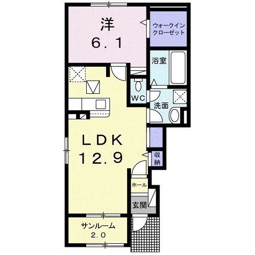 ベル オーヴVIII A(1LDK/1階)の間取り写真