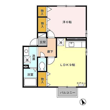 ウィルモア御所野(1LDK/2階)の間取り写真