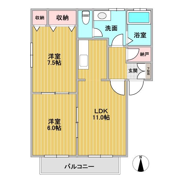 エトワールB(2LDK/1階)の間取り写真
